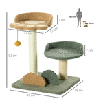 PawHut-Albero-Tiragraffi-per-Gatti-con-2-Lettini-Pallina-e-Rivestimento-in-Velluto-43x39x52cm