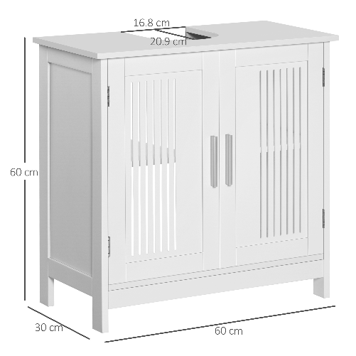 kleankin-Mobiletto-da-Bagno-Sottolavabo-a-2-Ante-in-MDF-Salvaspazio-con-Ripiani-Regolabili-60x30x60cm-Bianco