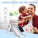 HOMCOM-Scivolo-per-Bambini-con-3-Scalini-Eta-1-3-Anni-133x52x58cm-Grigio-e-Bianco