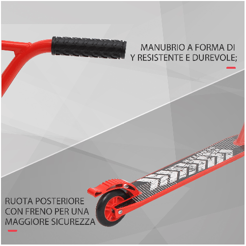 HOMCOM-Monopattino-per-Adulti-in-Alluminio-con-Impugnatura-Ergonomica-Rosso