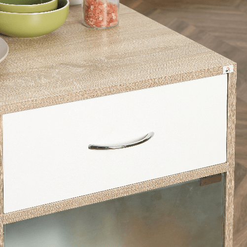 HOMCOM-Carrello-da-Cucina-Portavivande-con-Cassetto-Ripiani-e-Armadietto-in-Legno-Acciaio-e-Vetro-65x39x80cm