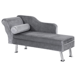 HOMCOM Chaise Longue Imbottita in Stile Vintage, Poltrona Letto con Cuscino Incluso, in Metallo e Velluto Grigio, 160x56x75 (cm)