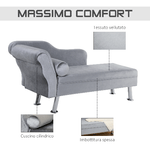 HOMCOM-Chaise-Longue-Imbottita-in-Stile-Vintage-Poltrona-Letto-con-Cuscino-Incluso-in-Metallo-e-Velluto-Grigio-160x56x75--cm-