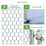 PawHut-Pollaio-da-Giardino-con-Telaio-Zincato-Copertura-Impermeabile-e-Rete-Esagonale-3x8x2m-Argento