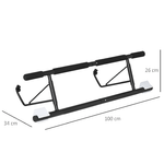 HOMCOM-Barra-per-Trazioni-Pieghevole-per-Porte-75-95cm-con-Installazione-Senza-Viti-in-Acciaio-Nero