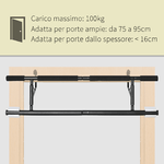 HOMCOM-Barra-per-Trazioni-Pieghevole-per-Porte-75-95cm-con-Installazione-Senza-Viti-in-Acciaio-Nero