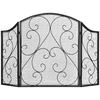 HOMCOM-Parascintille-Camino-a-3-Pannelli-in-Metallo-con-Design-Pieghevole-66x31x81-cm-Nero