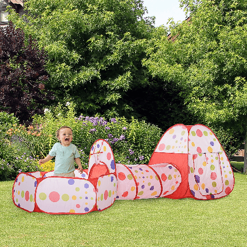 HOMCOM-Tenda-3-in-1-per-Bambini-18--Mesi-con-Tunnel-Vasca-Palline-e-Canestro-Sistema-Pop-Up--290x120x90cm-