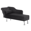 HOMCOM-Chaise-Longue-Divano-con-Cuscino-Rotondo-in-Flanella-160-x-56-x-75cm-Nero