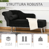 HOMCOM-Chaise-Longue-Divano-con-Cuscino-Rotondo-in-Flanella-160-x-56-x-75cm-Nero