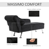 HOMCOM-Chaise-Longue-Divano-con-Cuscino-Rotondo-in-Flanella-160-x-56-x-75cm-Nero