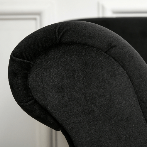 HOMCOM-Chaise-Longue-Divano-con-Cuscino-Rotondo-in-Flanella-160-x-56-x-75cm-Nero