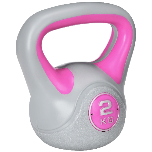 SPORTNOW-Kettlebell-2kg-in-PU-e-Sabbia-con-Base-Piatta-e-Impugnatura-per-Stacchi-Squat-e-Sollevamenti-18x10x20-cm-Rosa