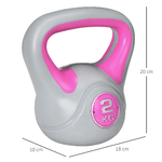 SPORTNOW-Kettlebell-2kg-in-PU-e-Sabbia-con-Base-Piatta-e-Impugnatura-per-Stacchi-Squat-e-Sollevamenti-18x10x20-cm-Rosa