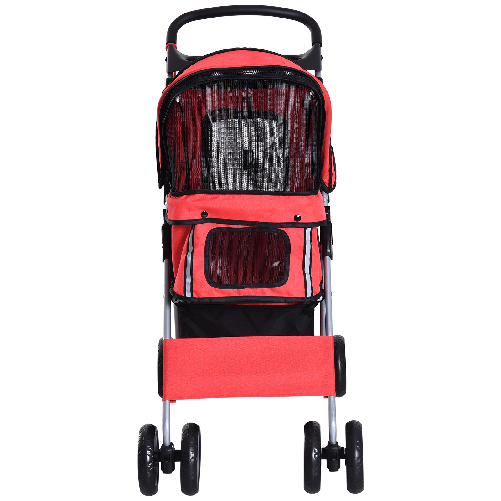 PawHut-Passeggino-per-Cani-Pieghevole-Carrello-per-Animali-Domestici-Rosso-75-x-45-x-97cm