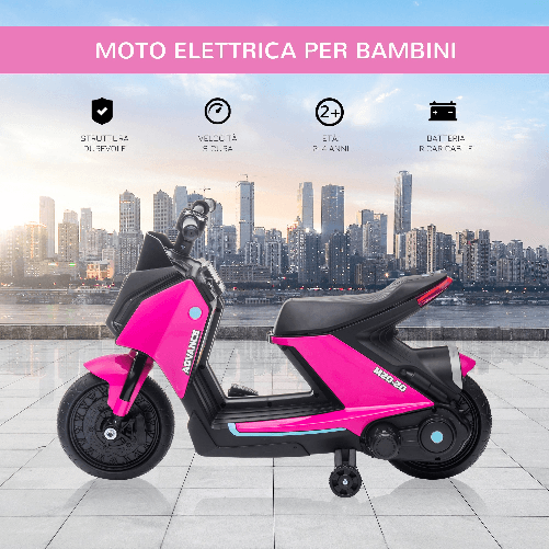 HOMCOM-Moto-Elettrica-per-Bambini-Eta-2-4-Anni---Rosa