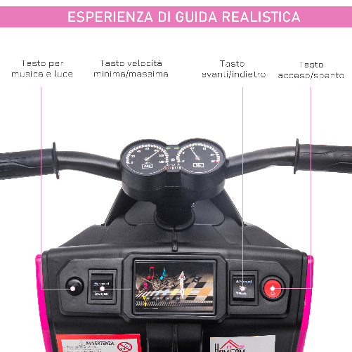 HOMCOM-Moto-Elettrica-per-Bambini-Eta-2-4-Anni---Rosa