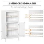 kleankin-Mobile-Bagno-con-Mensole-Regolabili-e-Armadietto-2-Ante-in-Legno-Bianco-50x30x93cm