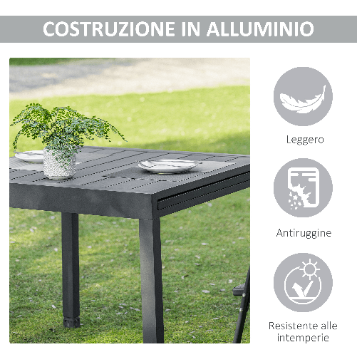 Outsunny-Tavolo-da-Giardino-Allungabile-per-4-6-Persone-in-Plastica-e-Alluminio-180x90x73cm-Grigio