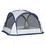 Outsunny Tenda da Campeggio 6-8 Persone, 4 Porte a Cerniera, Borsa e Gancio, 350x350x230cm, Bianca e Blu