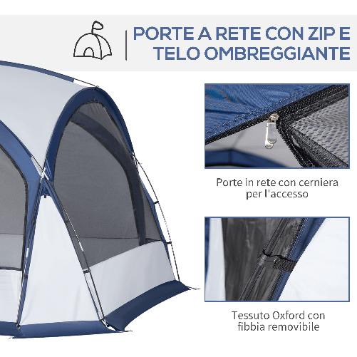 Outsunny-Tenda-da-Campeggio-6-8-Persone-4-Porte-a-Cerniera-Borsa-e-Gancio-350x350x230cm-Bianca-e-Blu