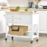 HOMCOM-Carrello-da-Cucina-Salvaspazio-in-Legno-Carrello-Portavivande-Multiuso-con-4-Ruote-2-Cassetti-e-Ripiano-108x45x89cm-Bianco