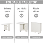 HOMCOM-Tavolo-Pieghevole-in-Legno-Bianco-Tavolo-Richiudibile-con-Ruote-per-6-Persone