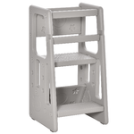 HOMCOM Scaletta per Bambini Torre Montessoriana Altezza Regolabile 3 Livelli, 47x47x90cm, Grigio