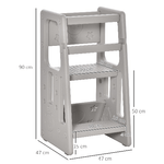 HOMCOM-Scaletta-per-Bambini-Torre-Montessoriana-Altezza-Regolabile-3-Livelli-47x47x90cm-Grigio