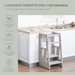 HOMCOM-Scaletta-per-Bambini-Torre-Montessoriana-Altezza-Regolabile-3-Livelli-47x47x90cm-Grigio