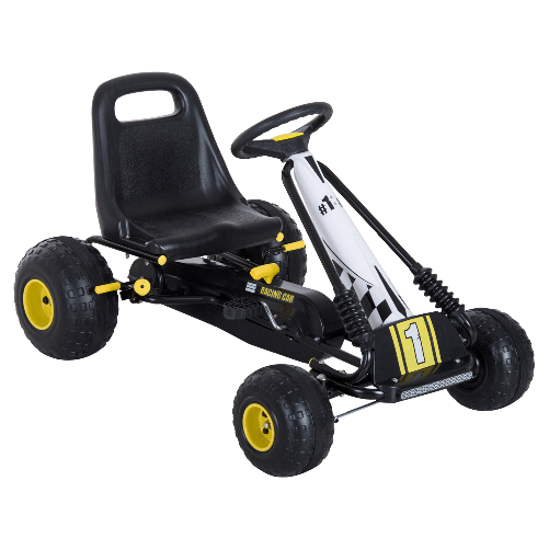 HOMCOM-Go-Kart-a-Pedali-per-Bambini-Nero-e-Giallo