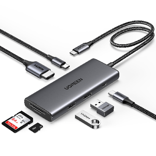 Ugreen-Revodok-Pro-107-Hub-Usb-C-Hdmi-Adattatore-Usb-C-Usb-3.2-10gbps-Pd-100w-Lettore-di-Schede-Sd-Tf