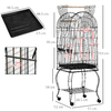 PawHut-Gabbia-per-Uccelli-e-Canarini-Voliera-con-Ruote-in-Metallo-Nero-51x51x153-cm