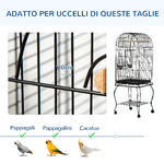 PawHut-Gabbia-per-Uccelli-e-Canarini-Voliera-con-Ruote-in-Metallo-Nero-51x51x153-cm