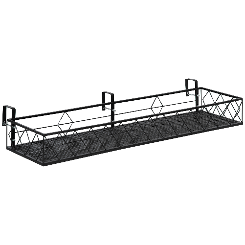 Outsunny-Fioriera-da-Esterno-Portavasi-con-Ganci-per-Ringhiera-Balcone-in-Metallo-100x31x12cm-Nero