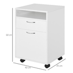 HOMCOM-Cassettiera-Portadocumenti-da-Ufficio-in-Legno-Bianco-con-2-Cassetti-4-Ruote-Ominidirezionali-40-x-35-x-60cm