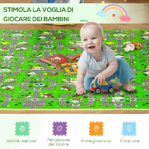 HOMCOM-Tappeto-Puzzle-per-Bambini-in-Schiuma-EVA-Antiscivolo---Multicolore