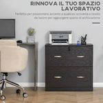 Vinsetto-Cassettiera-Ufficio-in-Legno-con-2-Cassetti-Serratura-e-2-Chiavi-Color-Noce