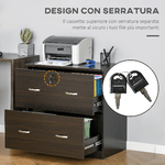 Vinsetto-Cassettiera-Ufficio-in-Legno-con-2-Cassetti-Serratura-e-2-Chiavi-Color-Noce