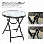 Outsunny-Tavolo-da-Giardino-Pieghevole-in-Metallo-Tavolino-da-Giardino-Piccolo-con-Ripiano-in-Vetro-e-Blocco-di-Sicurezza-Φ45x50cm-Nero