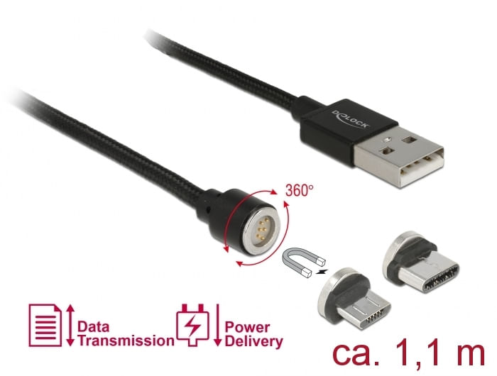 Anschlsse-Kabel-USB-2.0-Typ-A-Stecker--Magnetanschluss-Adapter-Magnetanschluss--USB-Typ-Micro-B-Stecker-Magnetanschluss-