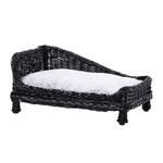 PawHut Lettino per cani Animali Domestici Chaise Longue in Vimini con Cuscino Nero