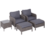 Outsunny-Set-Mobili-da-Giardino-2-Poltrone-2-Poggiapiedi-1-Tavolino-in-Vetro-Temperato-Rattan-Grigio