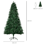 HOMCOM-Albero-di-Natale-210cm-Artificiale-Pieghevole-con-Base-Rimovibile-1046-Rami-in-PVC-e-Acciaio-Verde