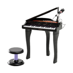 HOMCOM Pianoforte Elettrico Giocattolo Strumento Musicale per Bambini con 37 Tasti Microfono e Sgabello 48x39x69cm Nero