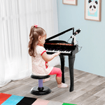 HOMCOM-Pianoforte-Elettrico-Giocattolo-Strumento-Musicale-per-Bambini-con-37-Tasti-Microfono-e-Sgabello-48x39x69cm-Nero