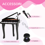 HOMCOM-Pianoforte-Elettrico-Giocattolo-Strumento-Musicale-per-Bambini-con-37-Tasti-Microfono-e-Sgabello-48x39x69cm-Nero