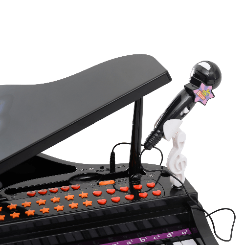 HOMCOM-Pianoforte-Elettrico-Giocattolo-Strumento-Musicale-per-Bambini-con-37-Tasti-Microfono-e-Sgabello-48x39x69cm-Nero