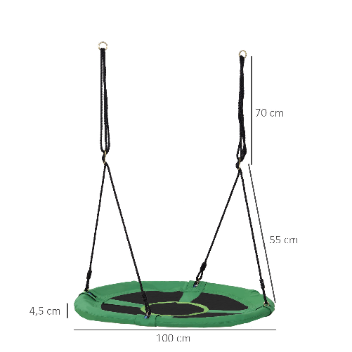 HOMCOM-Altalena-da-Giardino-per-Bambini-a-Nido-Verde-e-Nero-Diametro-100cm