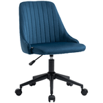 Vinsetto Sedia da Ufficio in Velluto Blu con Altezza Regolabile, Sedia Ergonomica Girevole a 360° e Ruote, 50x58x77-87cm